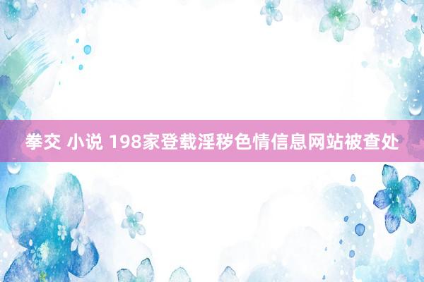 拳交 小说 198家登载淫秽色情信息网站被查处