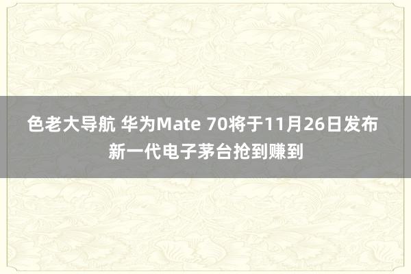 色老大导航 华为Mate 70将于11月26日发布 新一代电子茅台抢到赚到