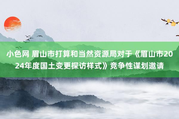 小色网 眉山市打算和当然资源局对于《眉山市2024年度国土变更探访样式》竞争性谋划邀请